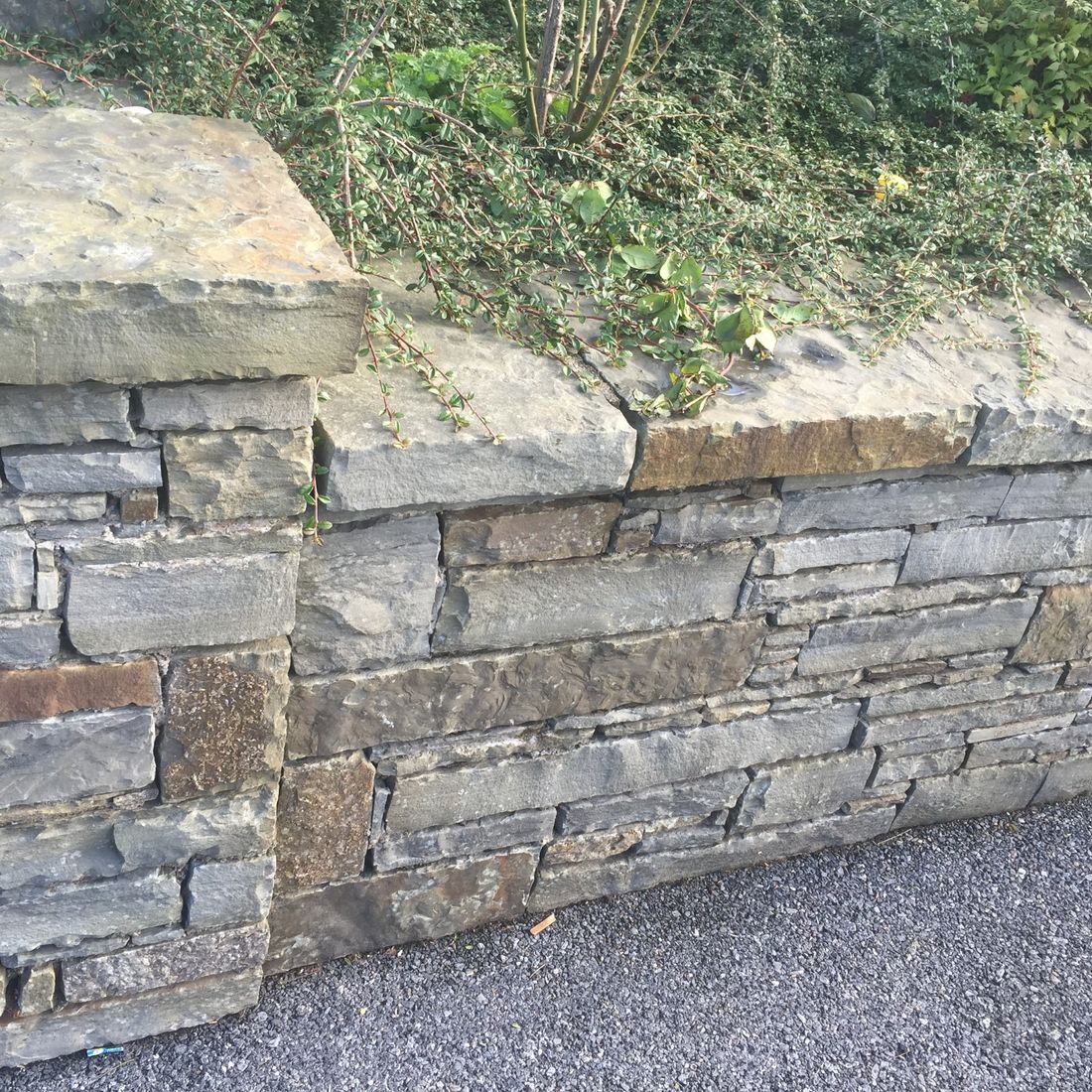 Flat split dressed grey sandstone capping with some natural edges