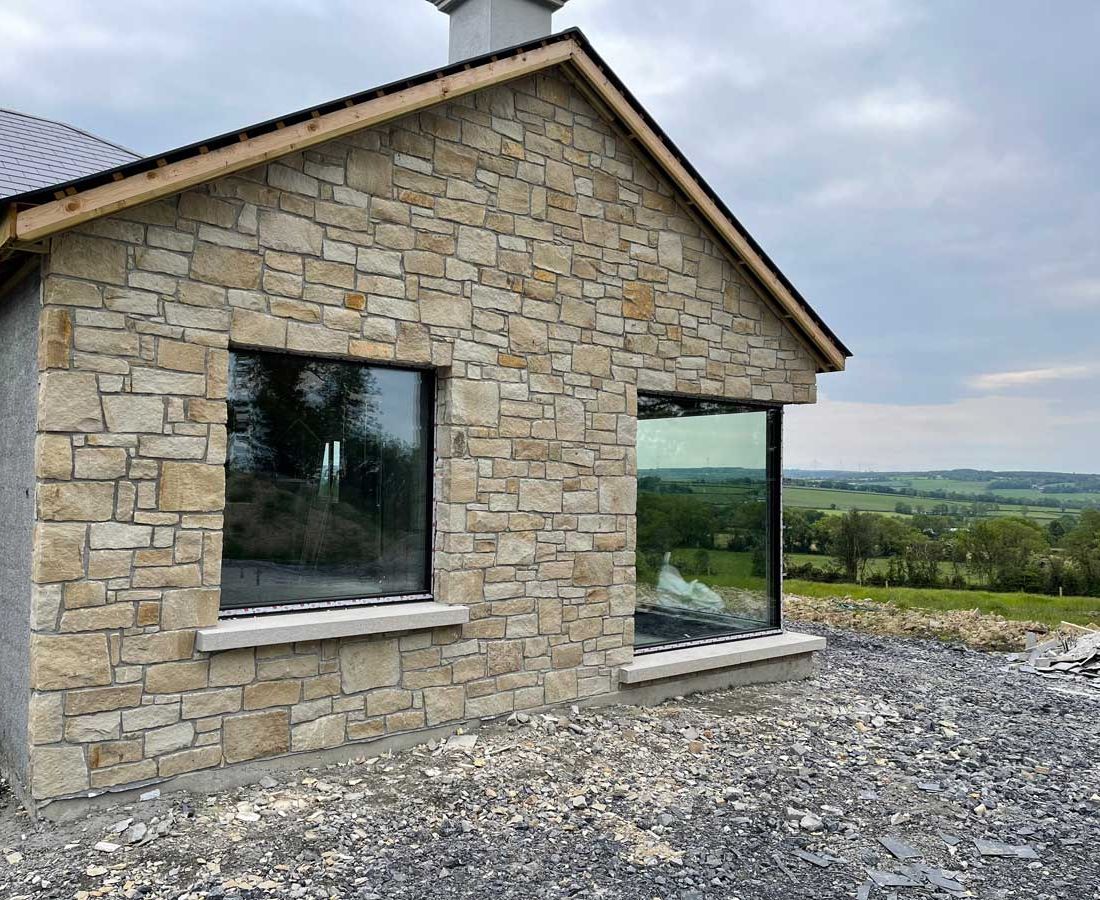 Cream sandstone complimented with large corner stones 