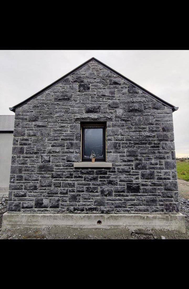 Dressed modular cut limestone with large corner stones